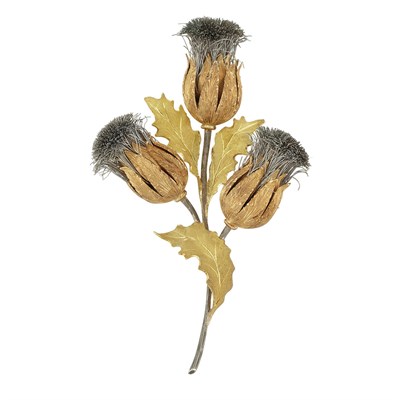 Lot 283 - Two-Color Gold and Silver Thistle Clip-Brooch, Mario Buccellati