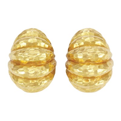 Lot 308 - Pair of Hammered Gold Earclips, David Webb
