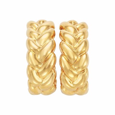 Lot 205 - Pair of Gold Hoop Earclips, Cartier