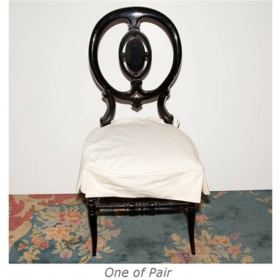 Lot 408A - Pair of Victorian Style Black Painted Side Chairs