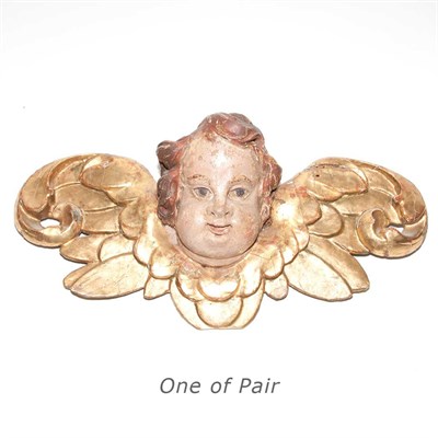 Lot 533 - Pair of Polychrome and Gilt-Wood Cherub-Form...