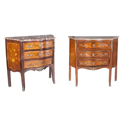 Lot 131 - Pair of Louis XV Style Metal Mounted Marquetry...