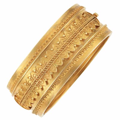 Lot 75 - Antique Gold Cuff Bangle Bracelet