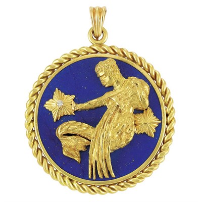 Lot 26 - Gold, Lapis and Diamond Pendant, Van Cleef & Arpels