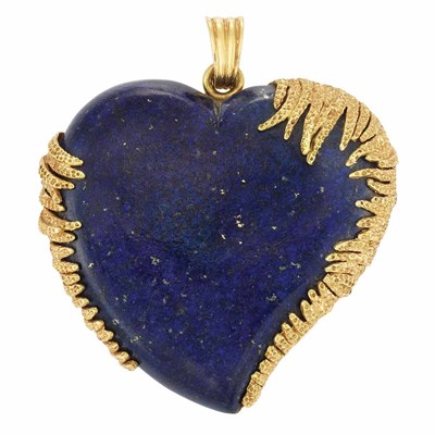 Lot 31 - Gold and Lapis Heart-Pendant