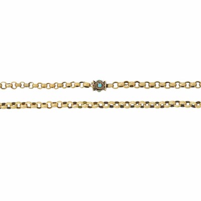 Lot 16 - Antique Gold and Turquoise Chain Necklace