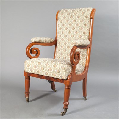 Lot 330 - English Upholstered Walnut Armchair