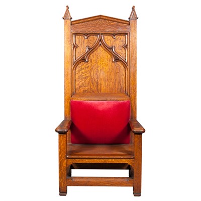 Lot 111 - Gothic Carved Oak Hall Chair 19th Century With...