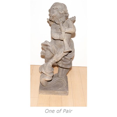 Lot 220 - Pair of Composition Figures of Musical Putti...