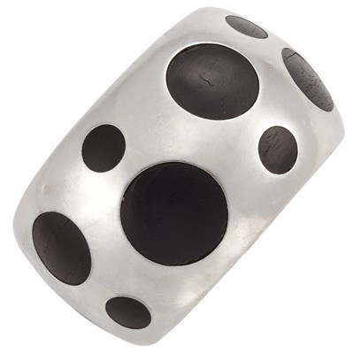 Lot 390 - Sterling Silver and Wood Cuff Bangle Bracelet, William Spratling