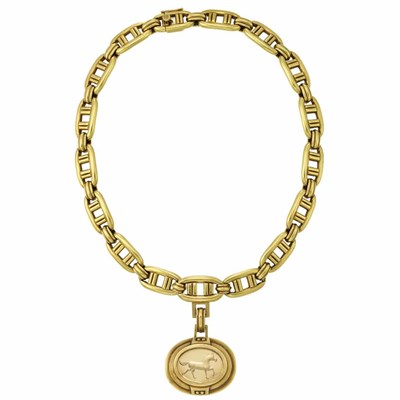 Lot 298 - Gold and Crystal Cameo  'Colonnade' Pendant-Necklace, Barry Kieselstein-Cord