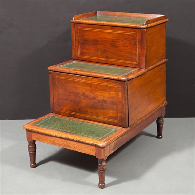 Lot 338 - Regency Leather Inset Mahogany Library Steps...