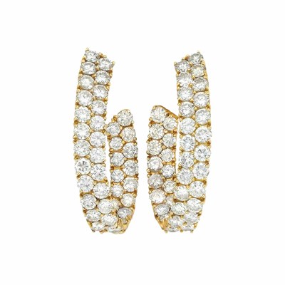 Lot 225 - Pair of Gold and Diamond Hoop Earclips