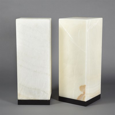 Lot 219 - Pair of Art Deco Style Lamps Onyx and wood...