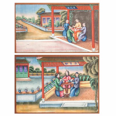 Lot 317 - Pair of Framed Chinese Watercolor Paintings...