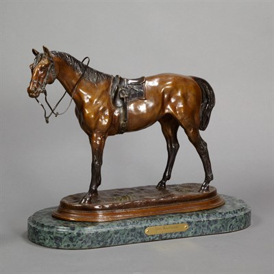 Lot 412 - Pair of Bronze Figures of Racing Horses After...
