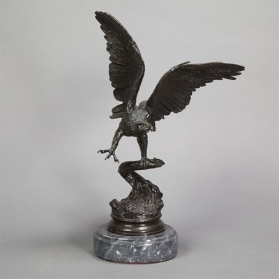 Lot 442 - Bronze Figure of a Hawk on a Marble Base...