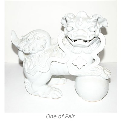 Lot 316 - Pair of Chinese Monochrome Porcelain Foo Dogs...