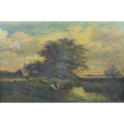 Lot 3 - Manner of Jules Dupre Cows Watering Bears...