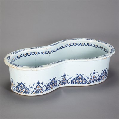 Lot 148 - Delft Polychrome Decorated Bidet Insert Of...
