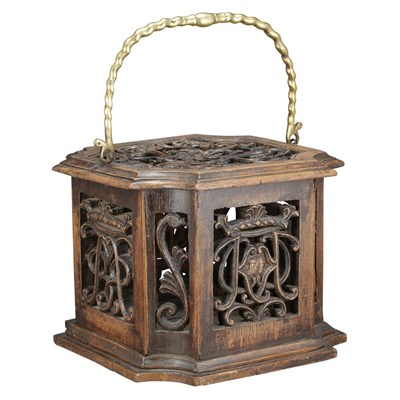 Lot 163 - English Brass and Oak Cricket Box 18th/19th...
