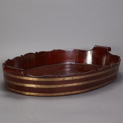 Lot 284 - English Brass Bound Mahogany Tray Of oval form....