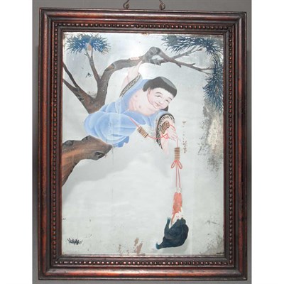 Lot 185 - Pair of Framed Chinese Export Reverse Painted...