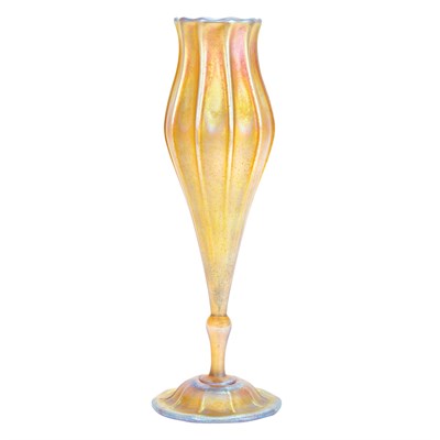 Lot 512 - Tiffany Gold Ribbed Favrile Glass Vase First...