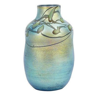 Lot 521 - Tiffany Blue Decorated Favrile Glass Cabinet...