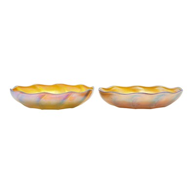 Lot 504 - Set of Two Tiffany Gold Ribbed Favrile Glass...