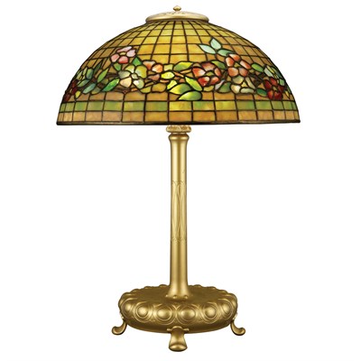 Lot 528 - Tiffany Studios Gold Painted Bronze and Leaded...