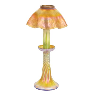 Lot 523 - Tiffany Favrile Glass Candlestick Oil Lamp...