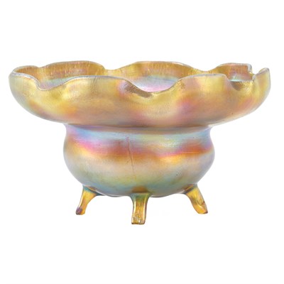 Lot 501 - Tiffany Gold Favrile Glass Footed Bowl Circa...