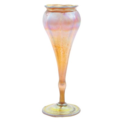 Lot 514 - Tiffany Gold Ribbed Favrile Glass Vase Circa...