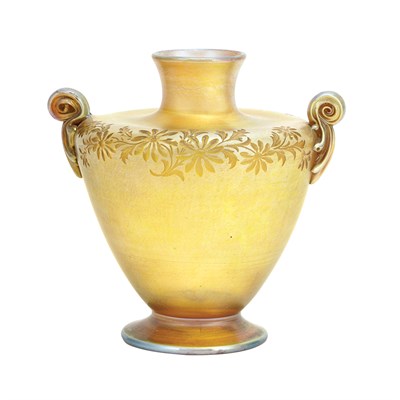 Lot 522 - Tiffany Wheel Engraved Gold Favrile Glass...