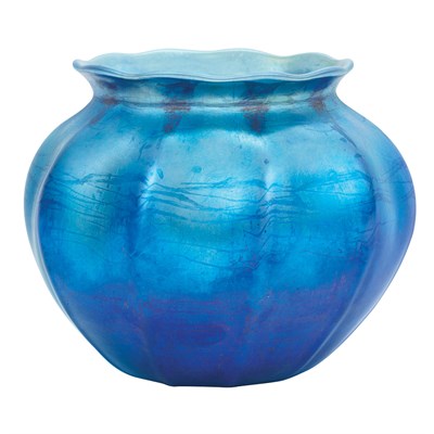Lot 505 - Tiffany Blue Favrile Glass Vase Circa 1915 Of...