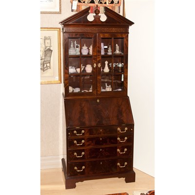 Lot 189 - Georgian Style Mahogany Secretary Bookcase...