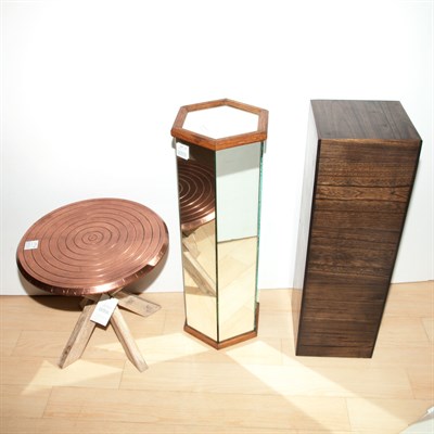 Lot 219 - Mirrored and Wood Pedestal; Painted Copper and...