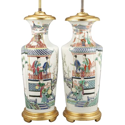 Lot 414 - Pair of Chinese Export Famille Verte Porcelain...