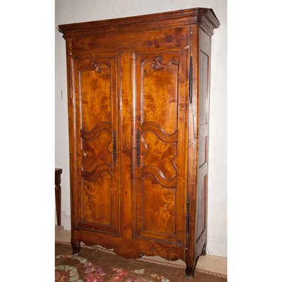 Lot 210 - Provincial Louis XV Fruitwood and Pine Armoire...
