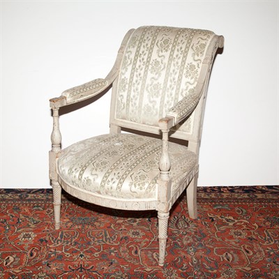 Lot 439 - Directoire Painted Fauteuil a la Reine Circa...