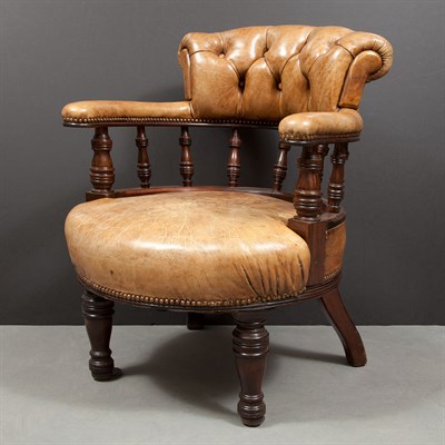 Lot 515 - Pair of William IV Style Tufted Leather and...