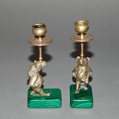Lot 303 - Pair of Russian Style Gilt-Bronze and...