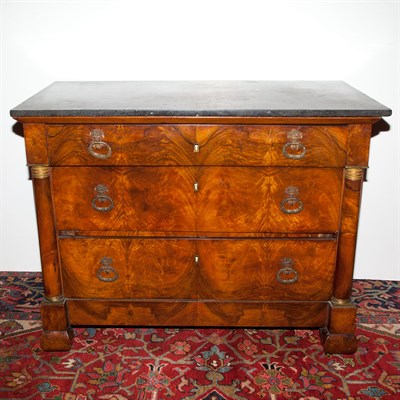 Lot 401 - Empire Gilt-Bronze Mounted Walnut Commode 19th...
