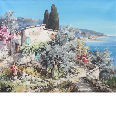 Lot 51 - French School 20th Century House on the Lake...