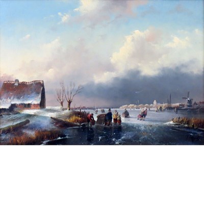Lot 9 - Fred Arends Dutch, b. 1949 Ice Skaters Signed...