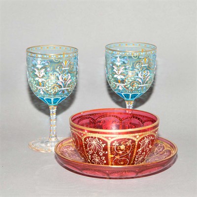 Lot 336 - Group of Bohemian Gilt and Enameled Glassware...