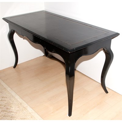 Lot 165 - Louis XV Style Leather Inset Black Painted...