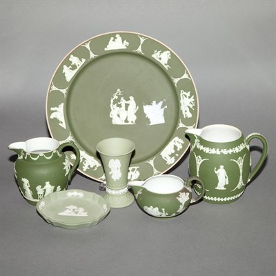 Lot 243 - Group of Thirteen Wedgwood Green Jasperware...