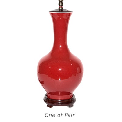 Lot 289 - Pair of Chinese Style Red Glazed Porcelain...